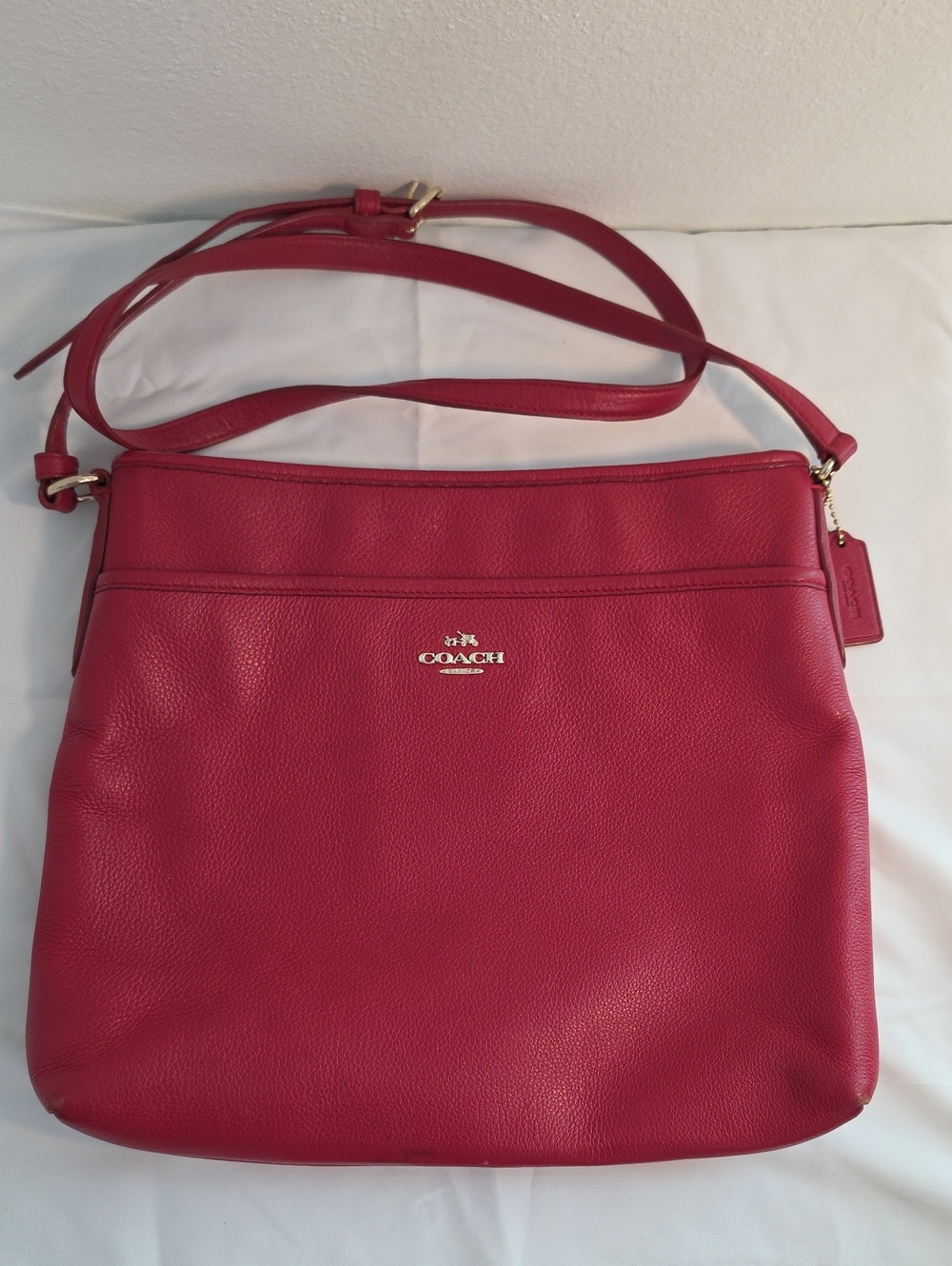 Coach Red Pebbled Leather Crossbody Purse